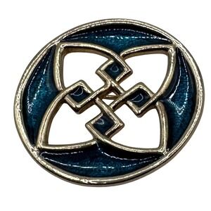 Gold Tone Teal Enamel Celtic Knot Brooch Pin Women's Jewelry Accessory EUC